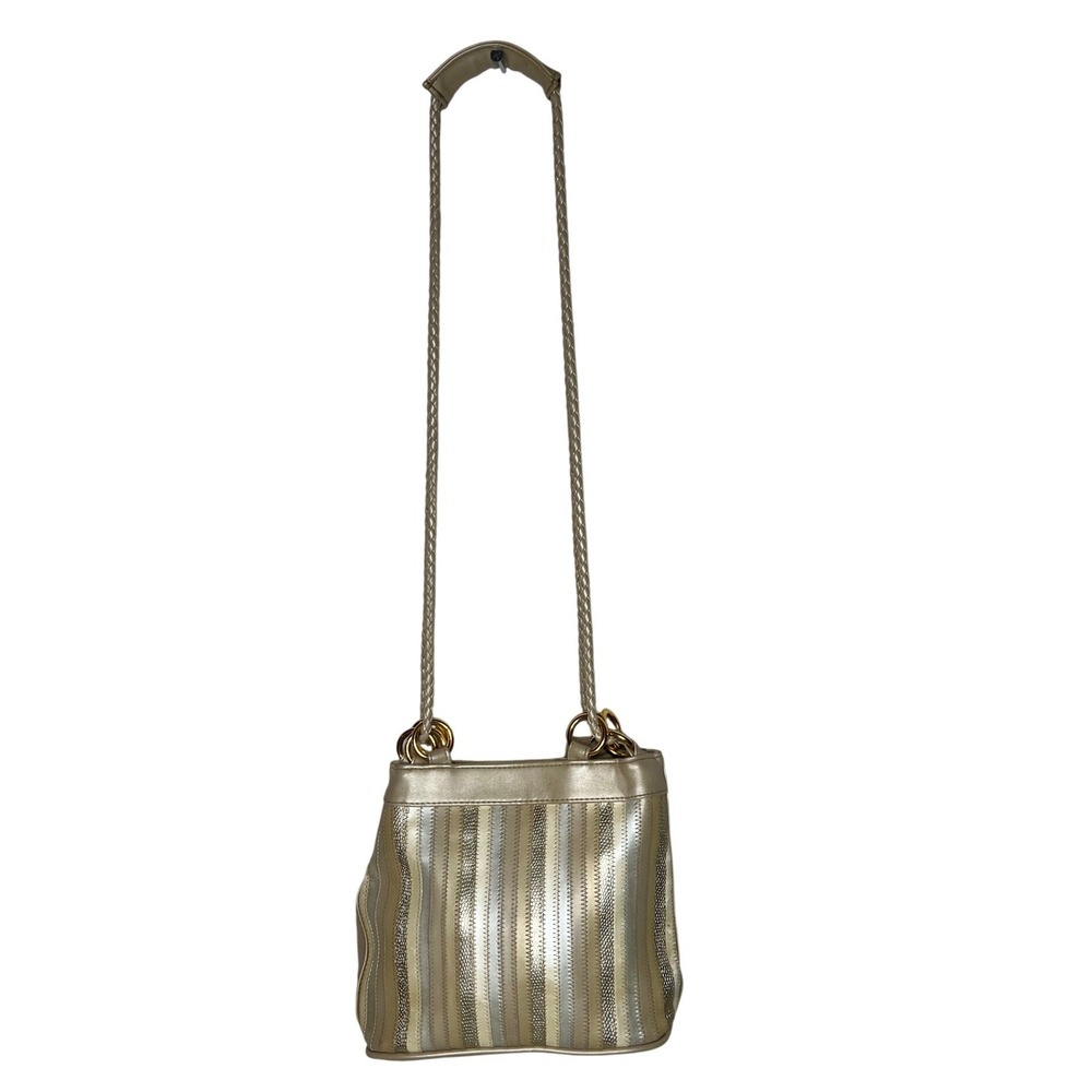 Vintage‎ Tianni Gold Metallic Striped Crossbody Bag Shoulder Bag